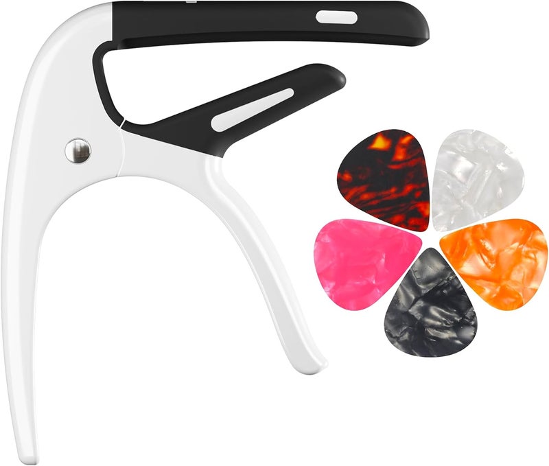 DIDA Capo for Acoustic Guitar, Guitar Capo for Electric Guitar, Ukulele and String Instruments, Guitar Capo, Guitar Kapo, Guitar Clamp (White) - Image 1